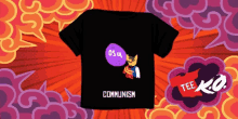 a black t-shirt with a cartoon character and the word communism on the back