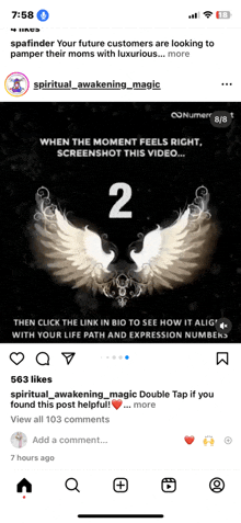 a screenshot of a spiritual awakening magic video with the number 2 on it