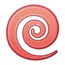 a red and white swirl on a white background .