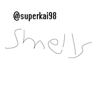 a drawing of a person 's hand writing the word shelly