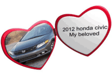 a picture of a honda civic is displayed on a heart shaped frame