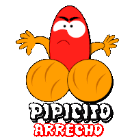 a cartoon drawing of a red penis with the words pipicito arrecho written below it