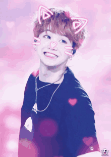 a person with cat ears and a heart on their face