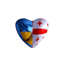 a heart shaped object with the flags of ukraine and georgia on it