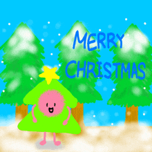 a drawing of a christmas tree with the words merry christmas on it