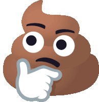 a cartoon poop with a hand on its mouth