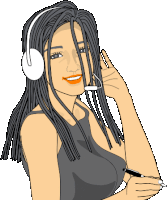 a woman with dreadlocks wearing headphones and holding a pen