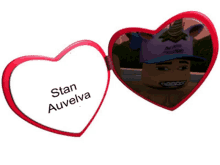 a heart shaped mirror that says stan auvelva