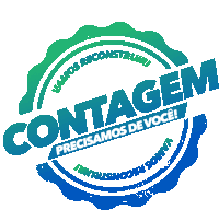 a blue and green stamp that says contagem precisamos de você