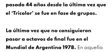 a white background with black text that says pasado 44 anos desde la ultima vez que el tricolor se fue en fase de grupos