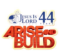 jesus is 44 years arise and build written on a white background