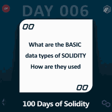 a poster that says day 006 and 100 days of solidity