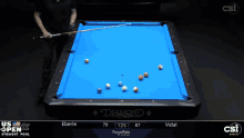 a man is playing pool on a diamond table