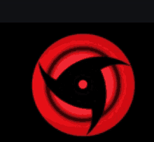 a red circle with a black swirl around it