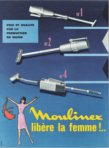 an advertisement for moulinex vacuum cleaners features a woman