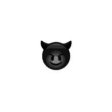 a black devil emoji with horns and a smiling face .