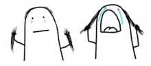 a drawing of a ghost with a sad face and a ghost with a tear coming out of its eye .