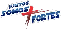 a logo that says juntos somos fortes with a red cross