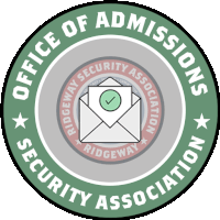 the logo for the office of admissions security association has an envelope with a check mark on it