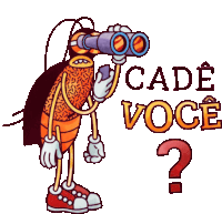 a cartoon cockroach is looking through binoculars with the words cadé voce behind it