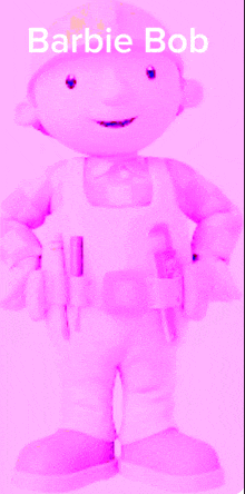 a pink barbie bob cartoon character with tools