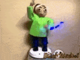 a cartoon character is standing on top of a vacuum cleaner ..