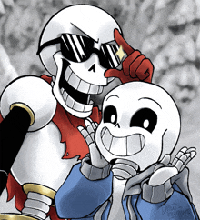 two skeletons wearing sunglasses are posing for a picture with a watermark that says ' lithium platinum '