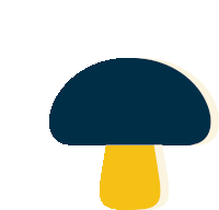 a blue mushroom with a yellow stem