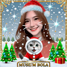 a picture of a woman and a cat with the words museum bola on the bottom right