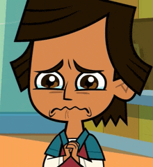 a cartoon character with a sad expression on his face