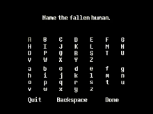 a black screen with the words name the fallen human