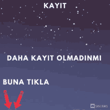 a purple background with the words kayit and daha kayit olmadinmi on it