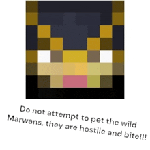 a picture of a minecraft character with the words do not attempt to pet the wild marwans , they are hostile and bite !!!