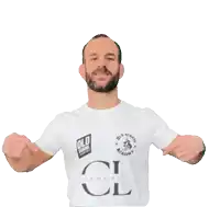 a man wearing a white shirt that says old school academy on it