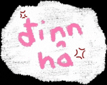 the word dinn is written in pink on a white background .