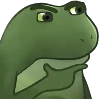 a cartoon frog with a serious look on its face