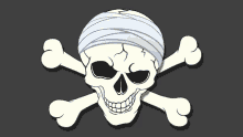 a skull with a bandage on it 's head and crossbones