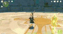 a screenshot of a video game shows a character holding a sword and a lantern