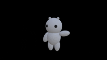 a 3d model of a white teddy bear with a black background