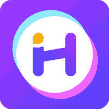 the letter h is in a circle with a purple background .