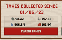 a screen shows taxes collected since 01/06/2023