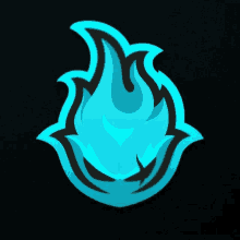 a blue flame with a black border on a black background