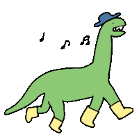 a green dinosaur wearing a hat and boots is walking .