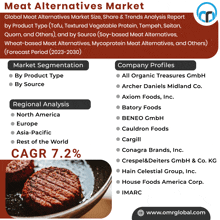 a poster titled meat alternatives market with a picture of a hamburger on it