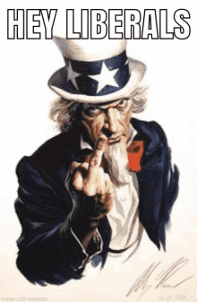 a painting of uncle sam giving the middle finger .