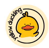 a yellow duck is in a circle with the words yellow duckling written around it