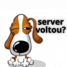 a cartoon dog is covering its eyes with its paws and the words server voltou ?