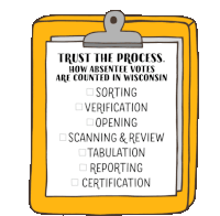 a clipboard that says trust the process how absentee votes are counted in wisconsin on it