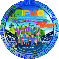 a group of people are standing in a circle with the word sipmo on it