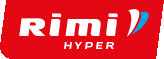 a red and white logo for rimin hyper